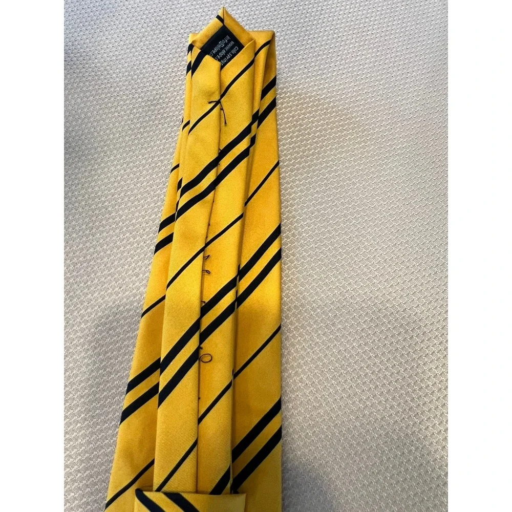 Harry Potter Hufflepuff House Necktie Yellow Striped Crest Halloween Costume Tie